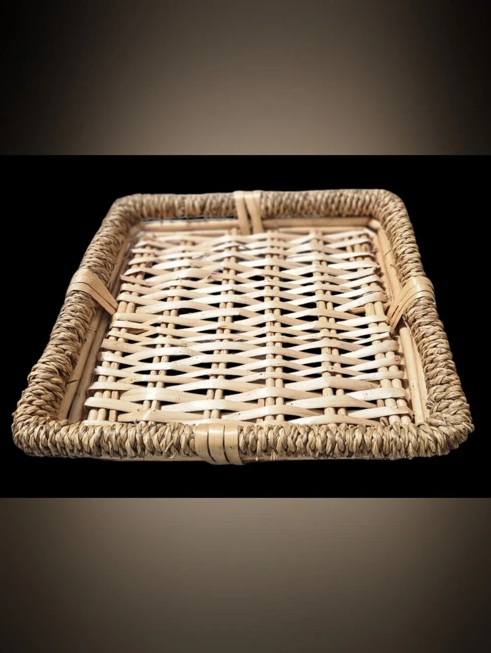 Natural Handmade Woven Straw | Wicker Rattan Square Serving Tray | Decor